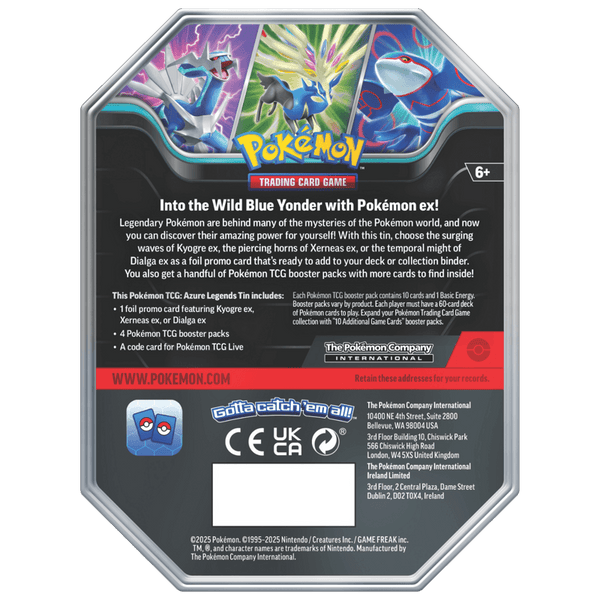 [PRE-ORDER] Azure Legends Tin (Kyogre) - Coasties Collectibles